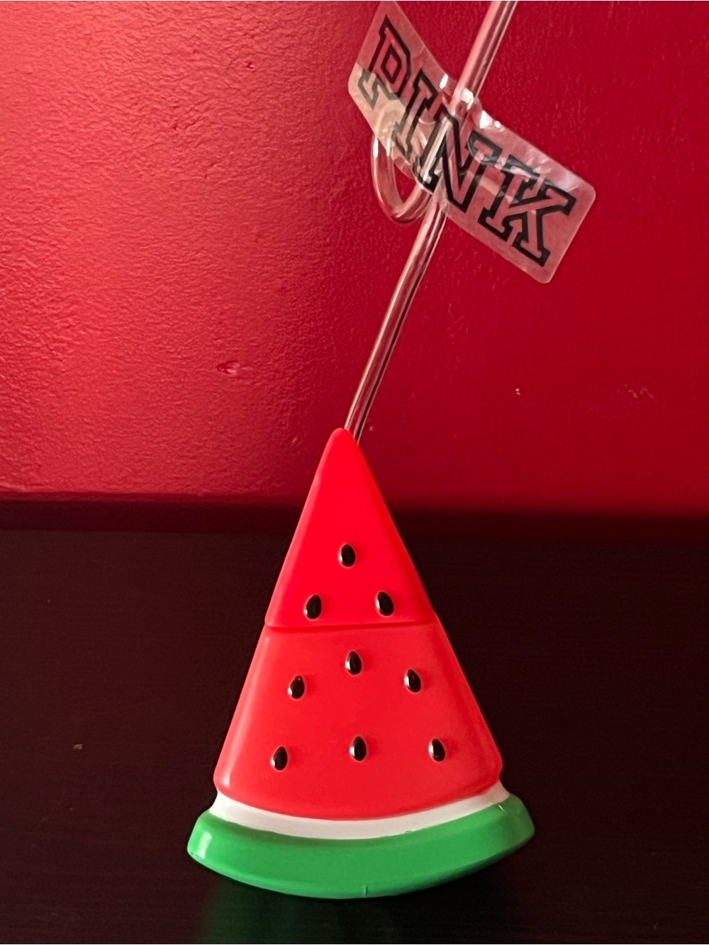 PINK Victoria's Secret Red Watermelon Drink Clip with Green Rind